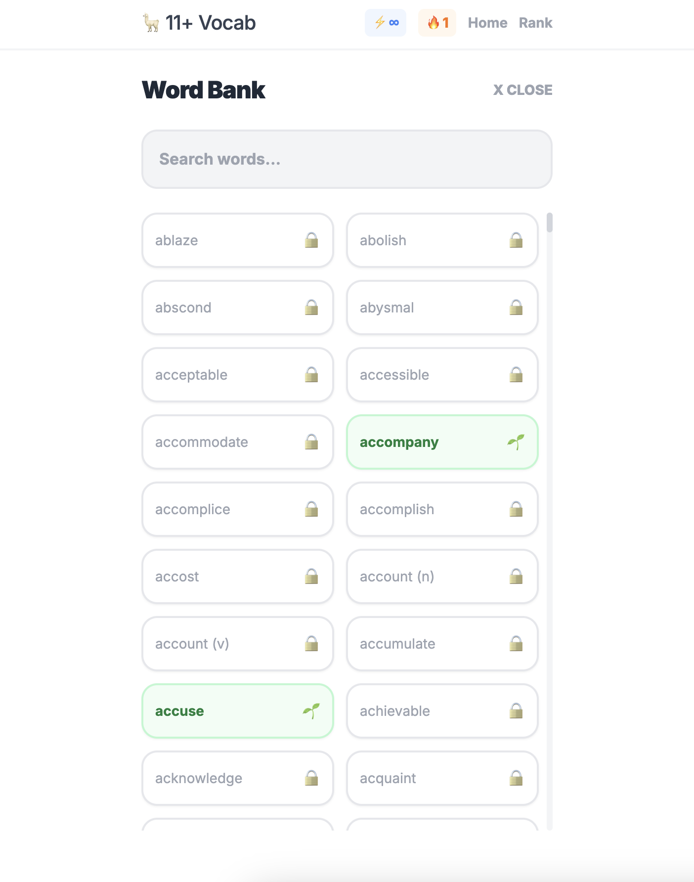 Word Bank Progress
